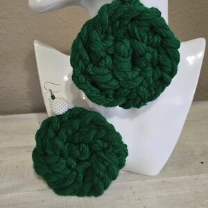 Handcrafted yarn earrings. Made by me.